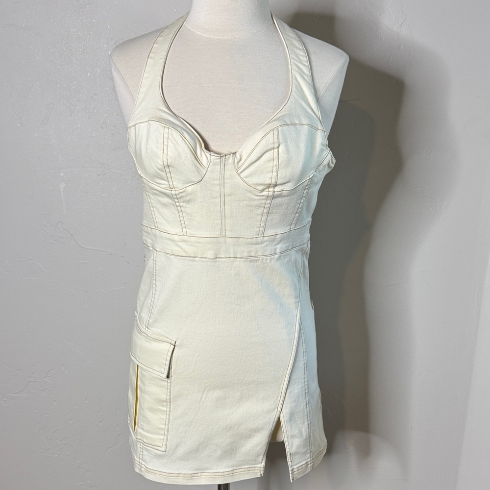 Urban Outfitters Cream Halter Dress